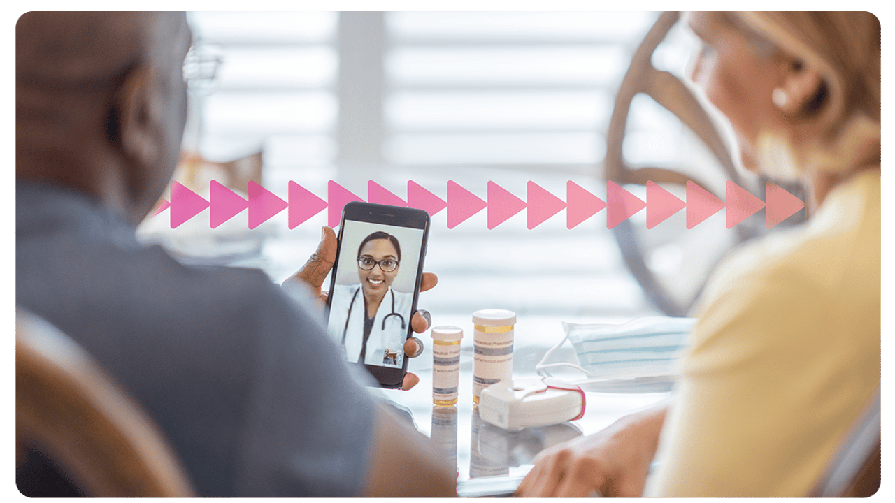 Two patients using telehealth on their mobile device