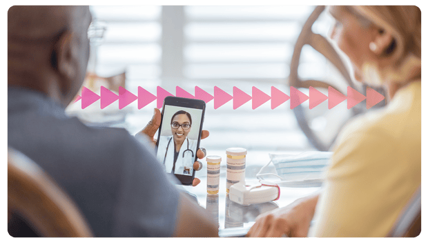 Two patients using telehealth on their mobile device